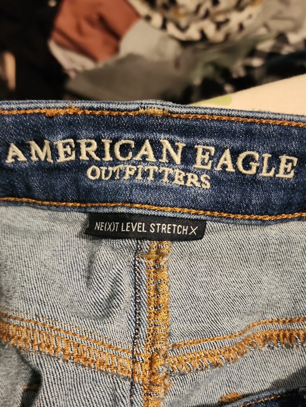 American Eagle Outfitters Dark Blue Distressed Denim Mini Skirt - Picture 3 of 7